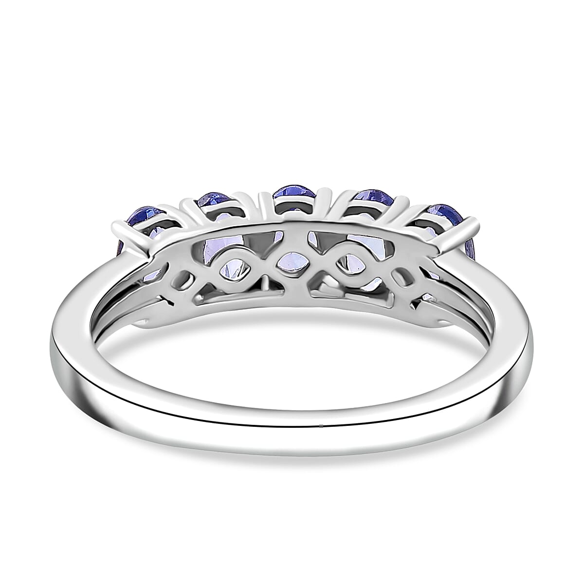 Tanzanite 5-Stone Ring in Rhodium Overlay Sterling Silver 7928935 5