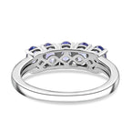 Premium Tanzanite 5 Stone Ring in Rhodium Overlay Sterling Silver 1.25 ct