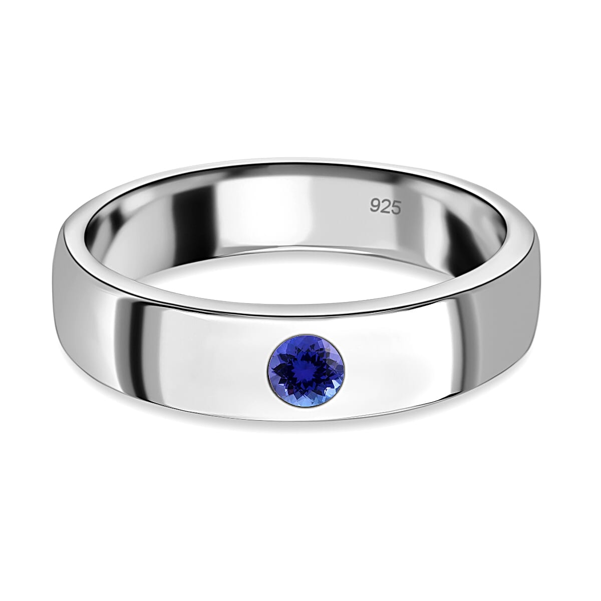Tanzanite Solitaire Wedding Band Ring Platinum Plated Sterling Silver 3732118 0
