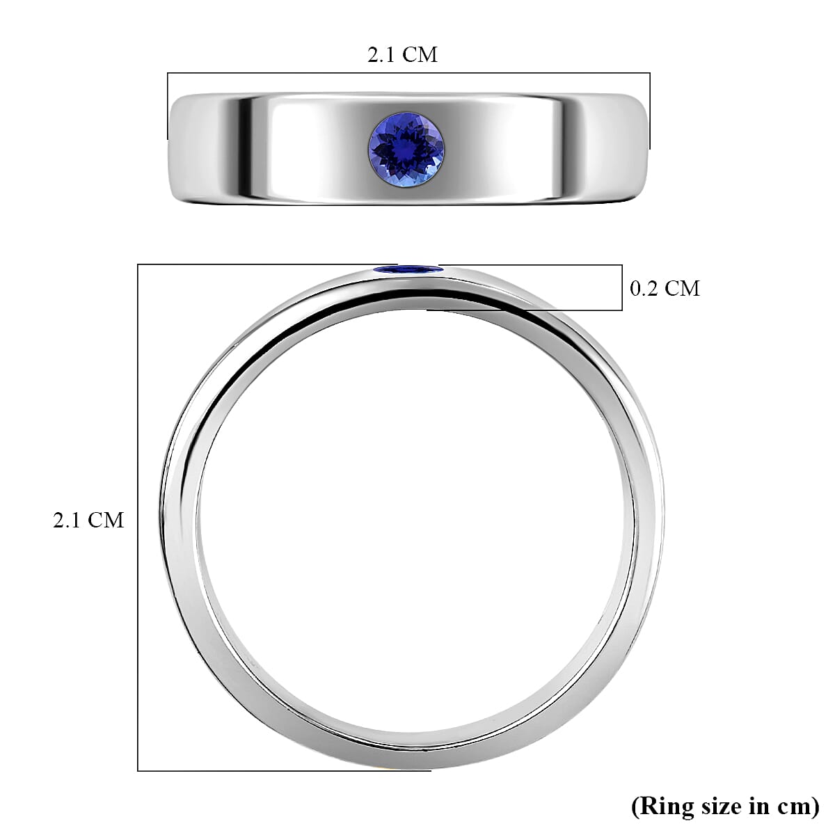 Tanzanite Solitaire Wedding Band Ring Platinum Plated Sterling Silver 3732118 3