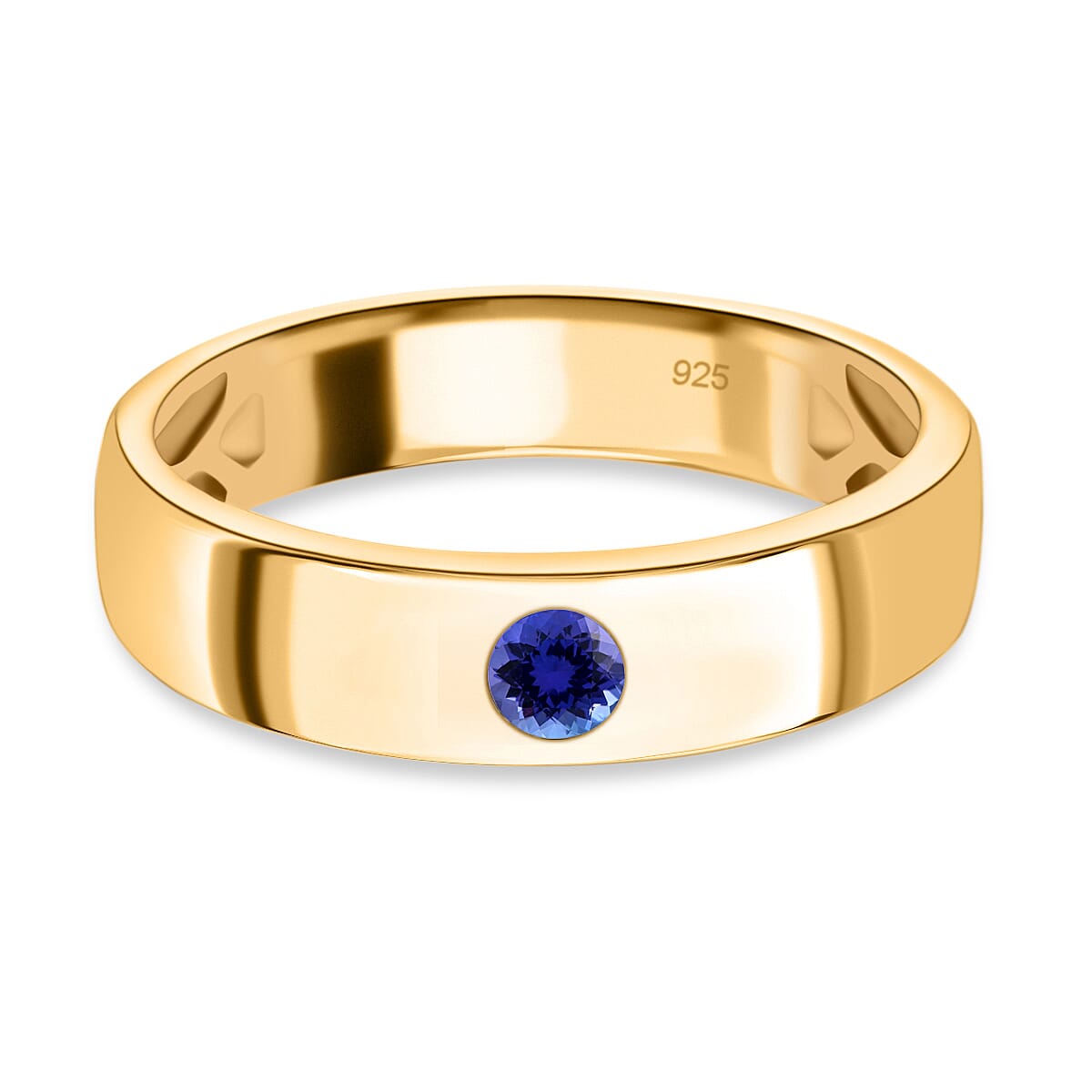 Tanzanite Solitaire Wedding Band Ring in Gold Plated Sterling Silver 3634832 0