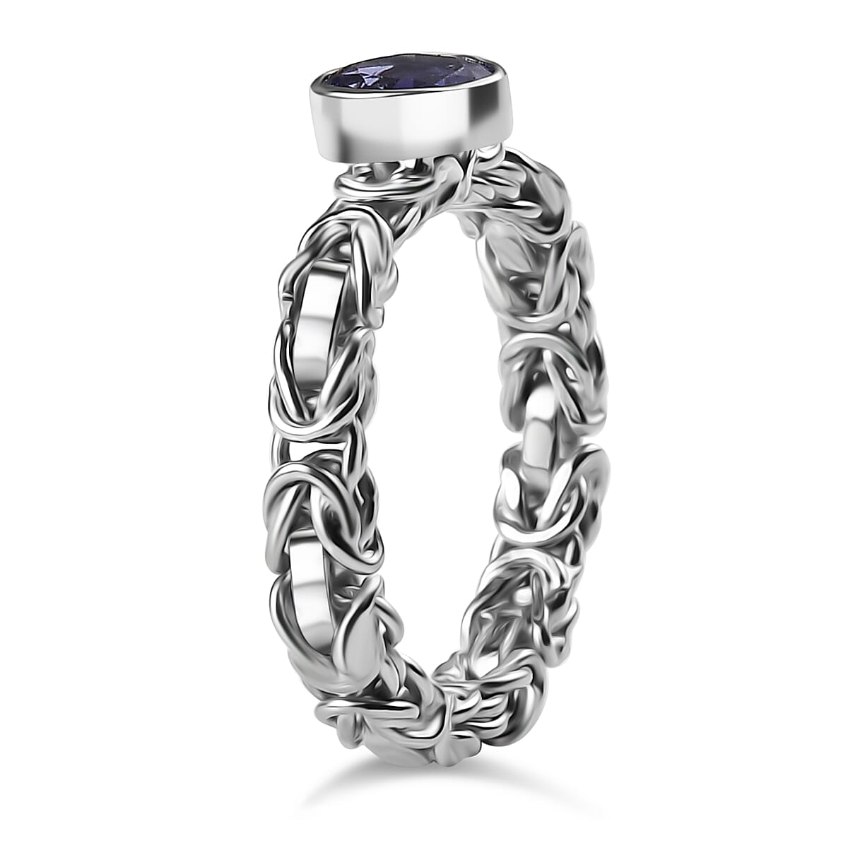 Artisan Crafted Premium Tanzanite Solitaire Handmade Byzantine Ring in Rhodium Overlay Sterling Silver 8037083 7