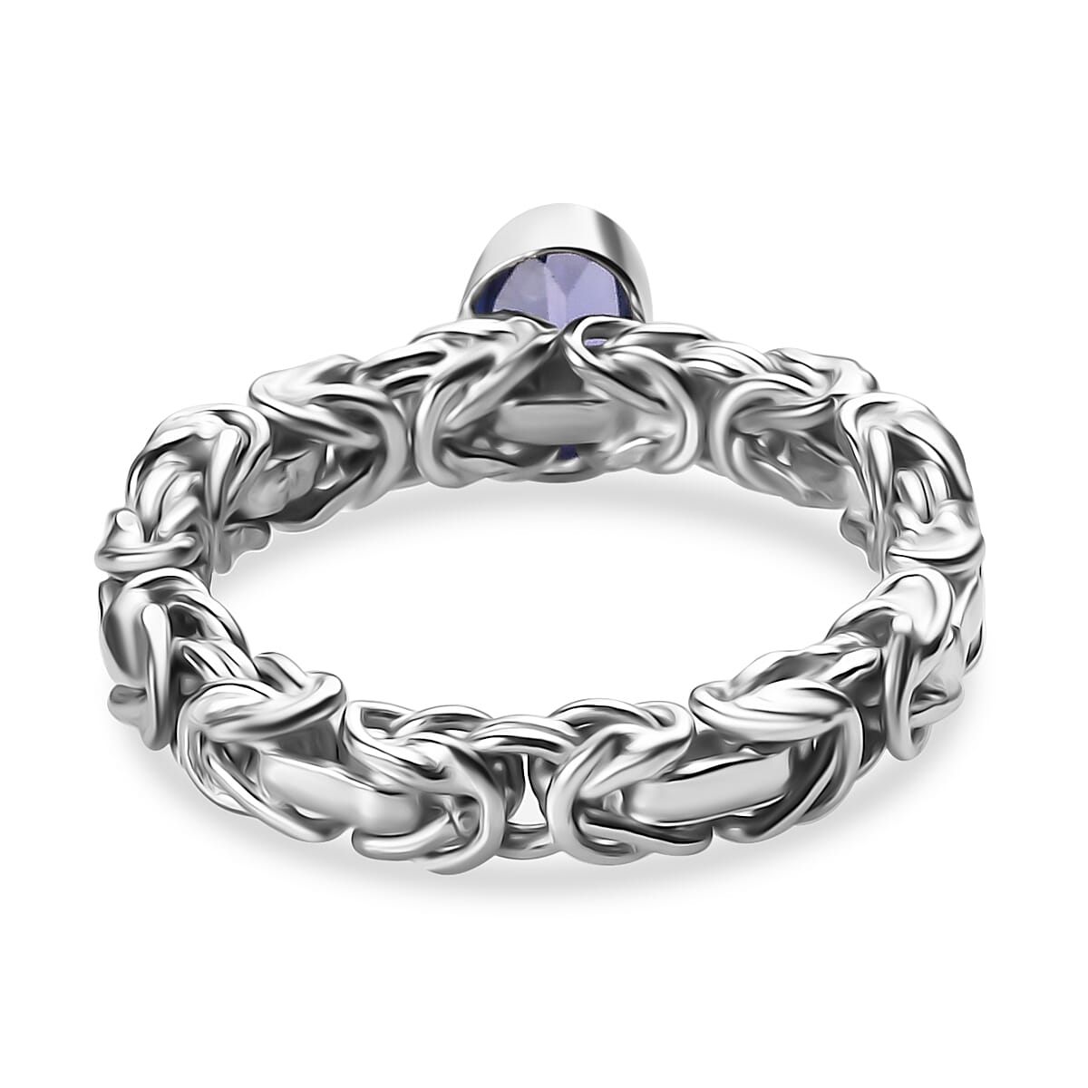 Artisan Crafted Premium Tanzanite Solitaire Handmade Byzantine Ring in Rhodium Overlay Sterling Silver 8037083 9