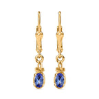 Tanzanite Solitaire Lever Back Earring in 18K YG Vermeil Sterling Silver.