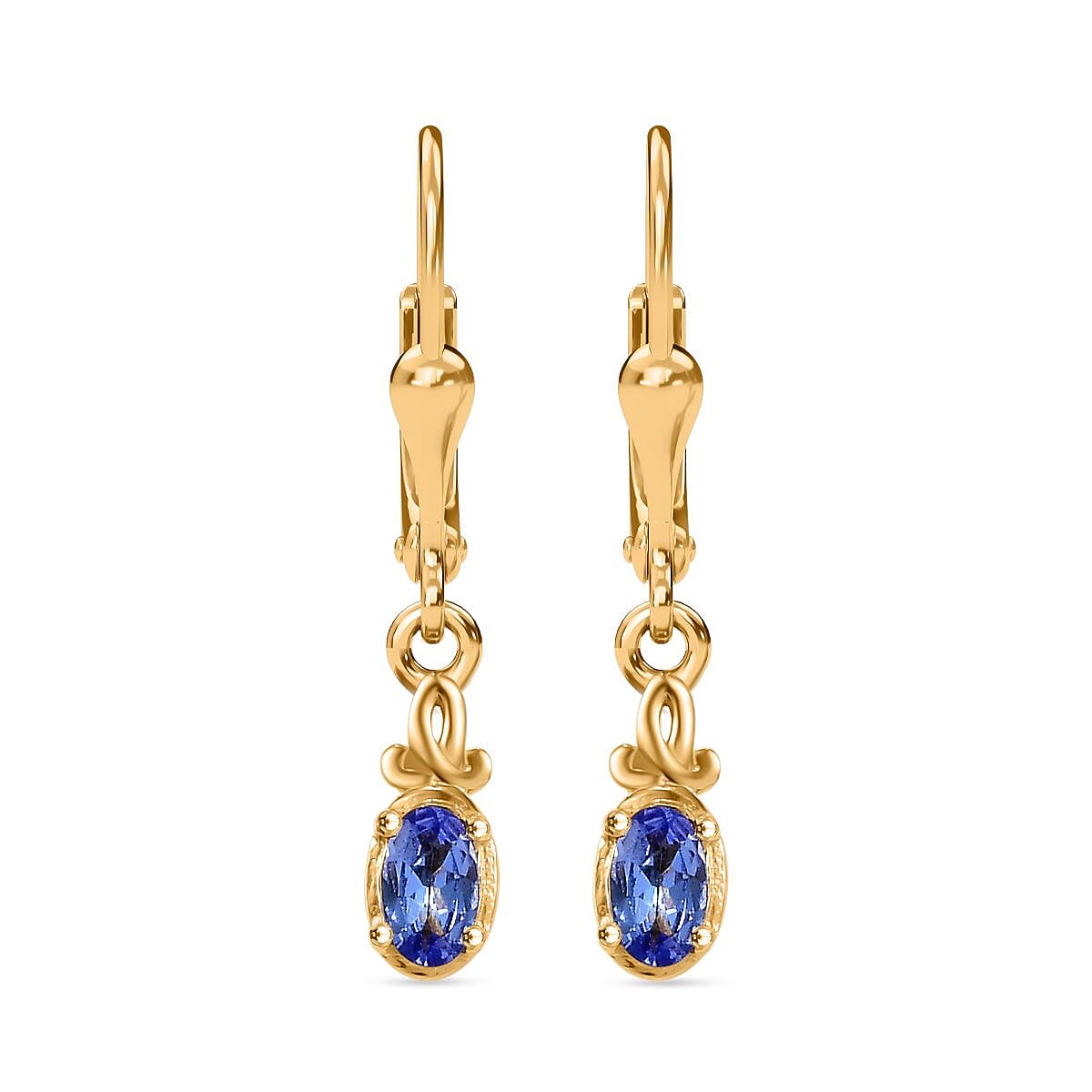 Tanzanite Solitaire Lever Back Earring in 18K YG Vermeil Sterling Silver. 7966500 0
