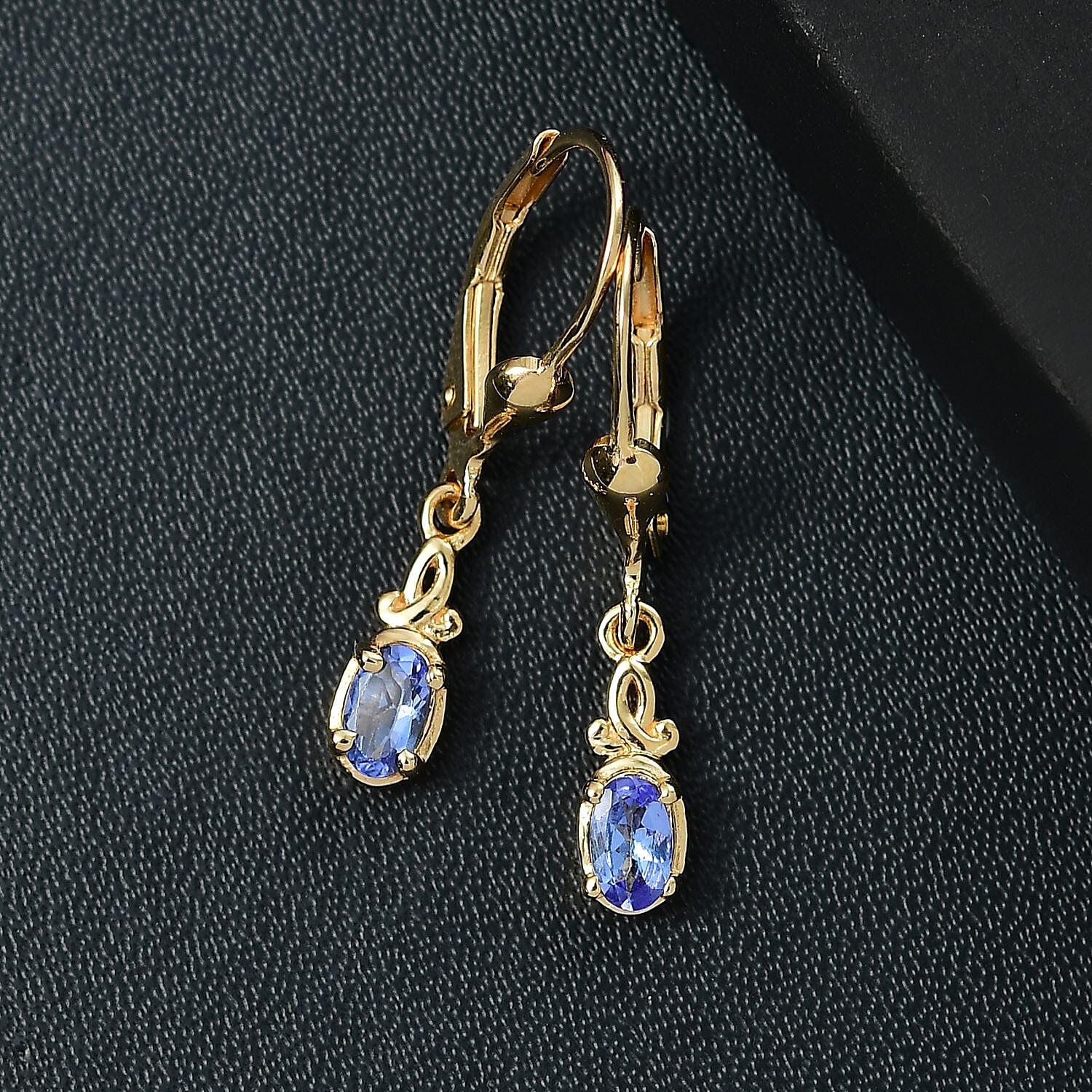 Tanzanite Solitaire Lever Back Earring in 18K YG Vermeil Sterling Silver. 7966500 1