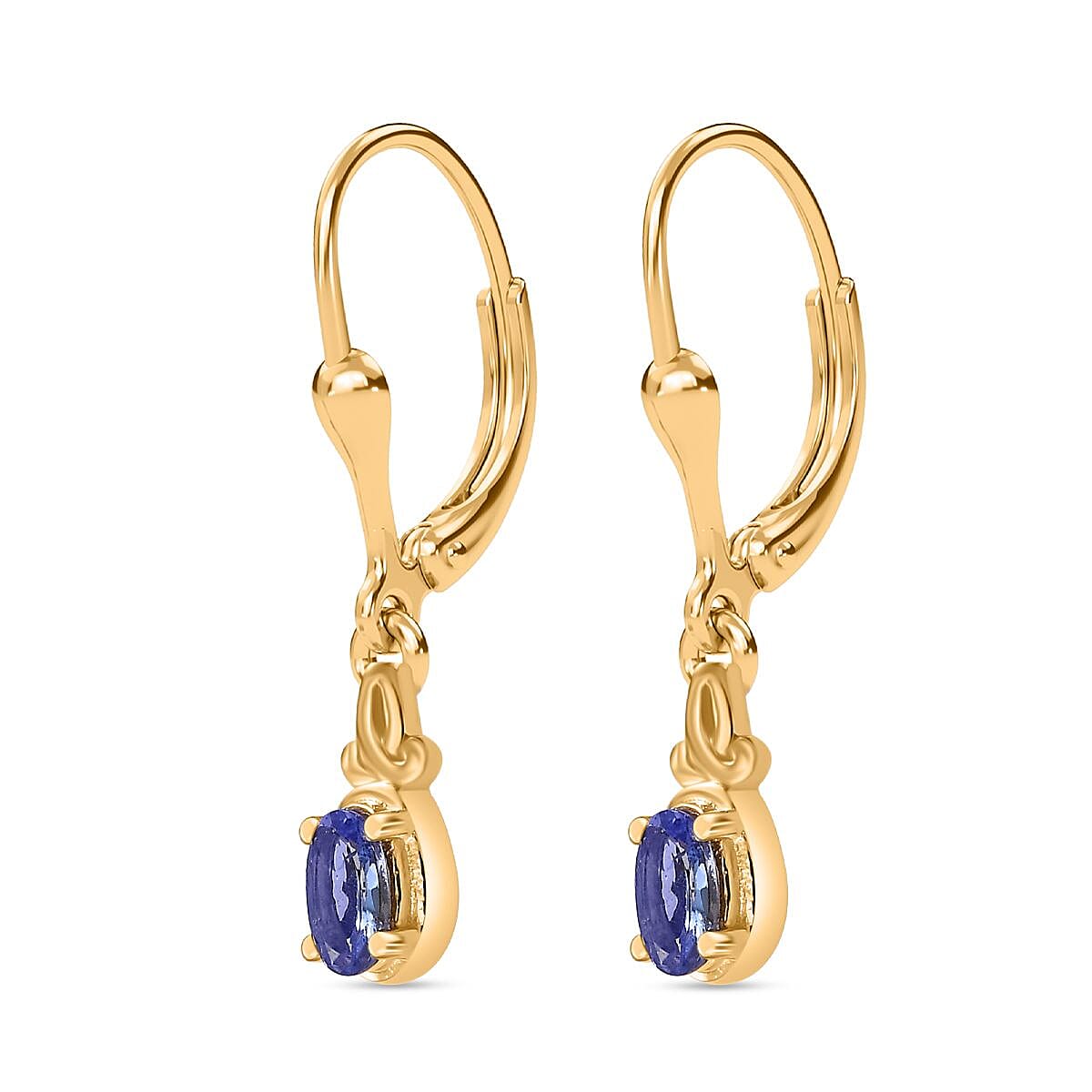 Tanzanite Solitaire Lever Back Earring in 18K YG Vermeil Sterling Silver. 7966500 3