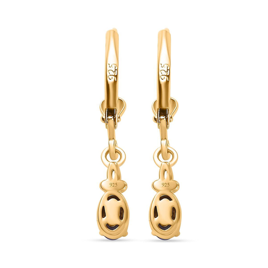 Tanzanite Solitaire Lever Back Earring in 18K YG Vermeil Sterling Silver.