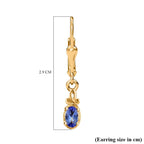 Tanzanite Solitaire Lever Back Earring in 18K YG Vermeil Sterling Silver.