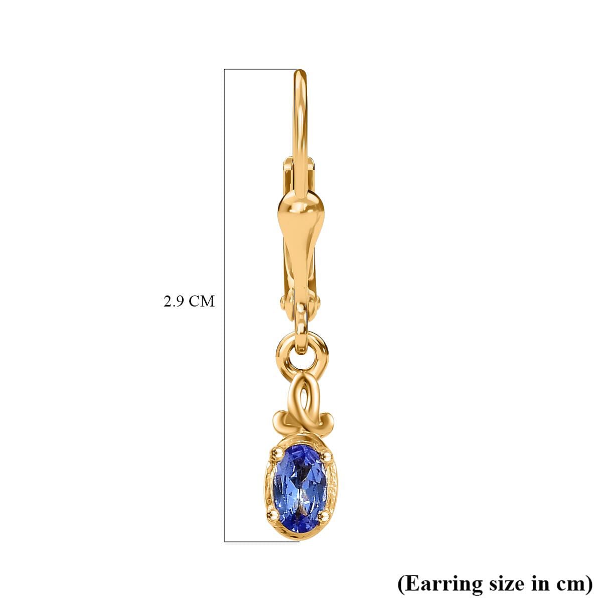 Tanzanite Solitaire Lever Back Earring in 18K YG Vermeil Sterling Silver. 7966500 6