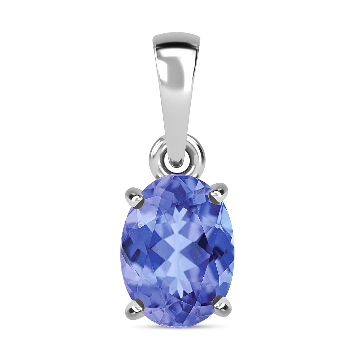 Tanzanite Solitaire Pendant in Platinum Overlay Sterling Silver 8000001 0