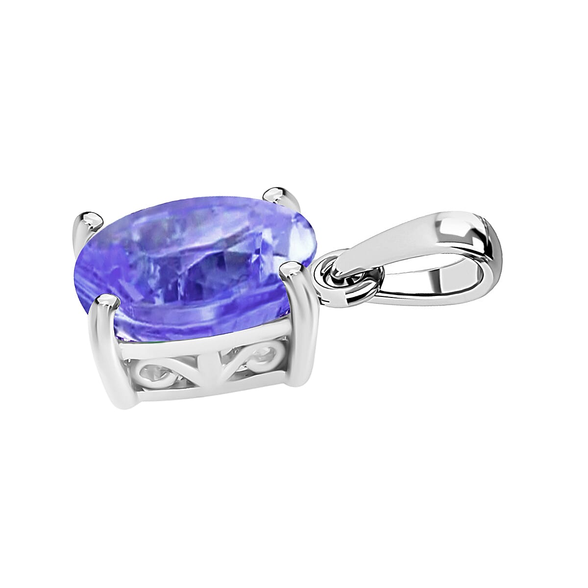 Tanzanite Solitaire Pendant in Platinum Overlay Sterling Silver 8000001 3