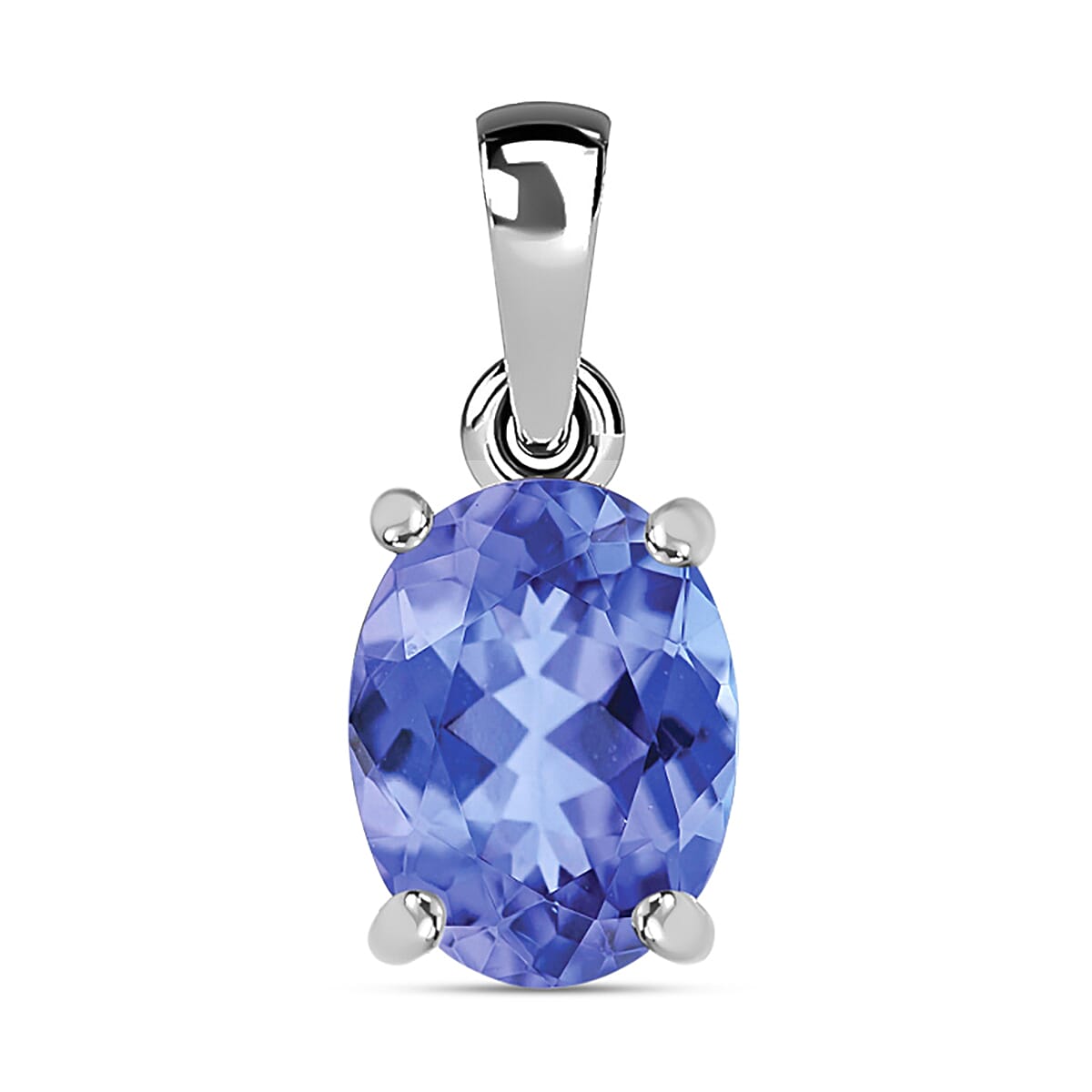 Tanzanite Solitaire Pendant in Platinum Overlay Sterling Silver 1.35 Ct 8000011 0