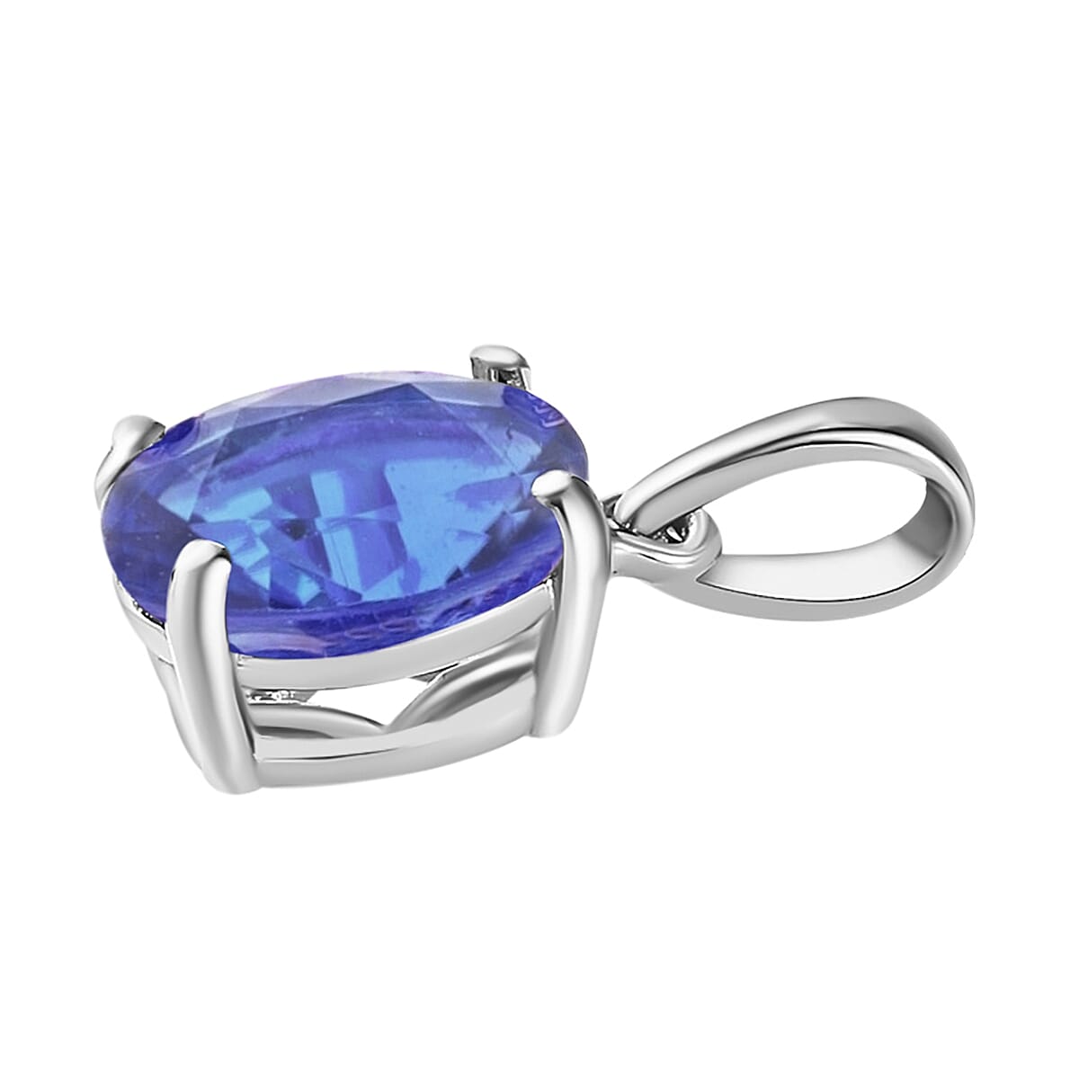 Tanzanite Solitaire Pendant in Platinum Overlay Sterling Silver 1.35 Ct 8000011 2