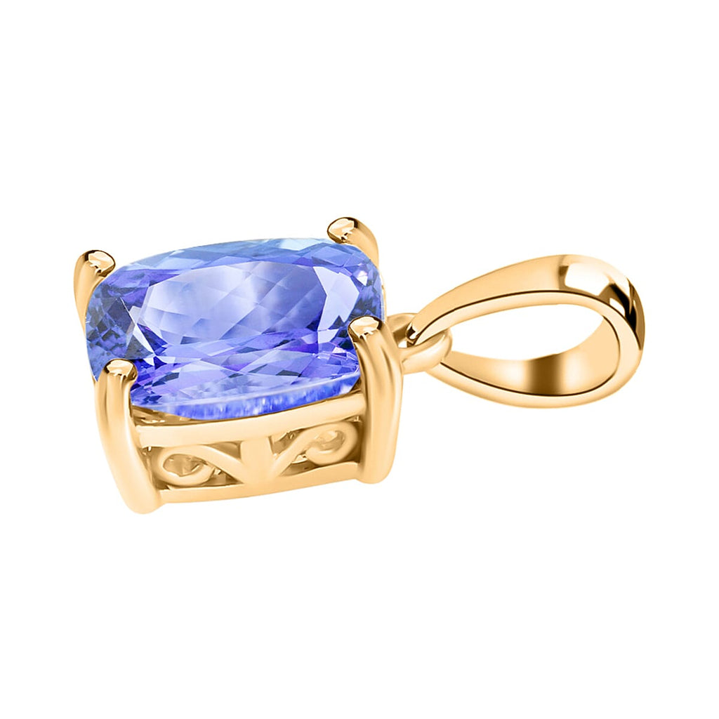 Tanzanite  Solitaire Pendant in Vermeil YG Sterling Silver 1.40 ct  3.330  Ct.