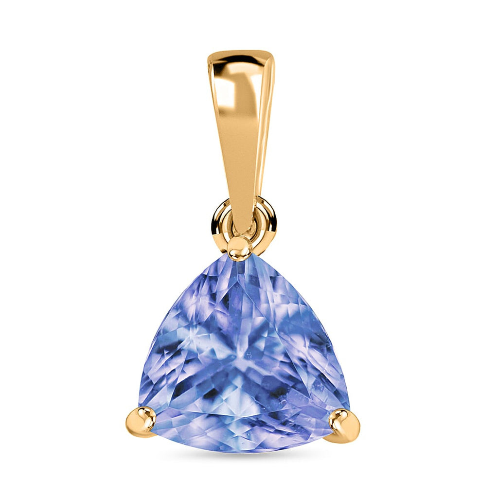 Tanzanite  Solitaire Pendant in Vermeil YG Sterling Silver 1.45 ct  1.450  Ct.