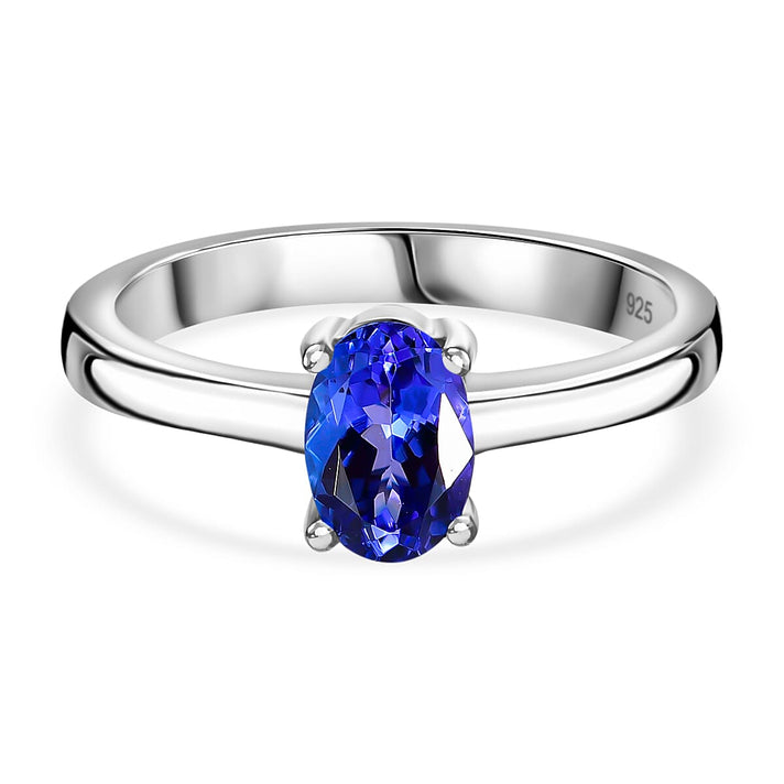 AAA Tanzanite Solitaire Ring in Platinum Overlay Sterling Silver 7730481 1