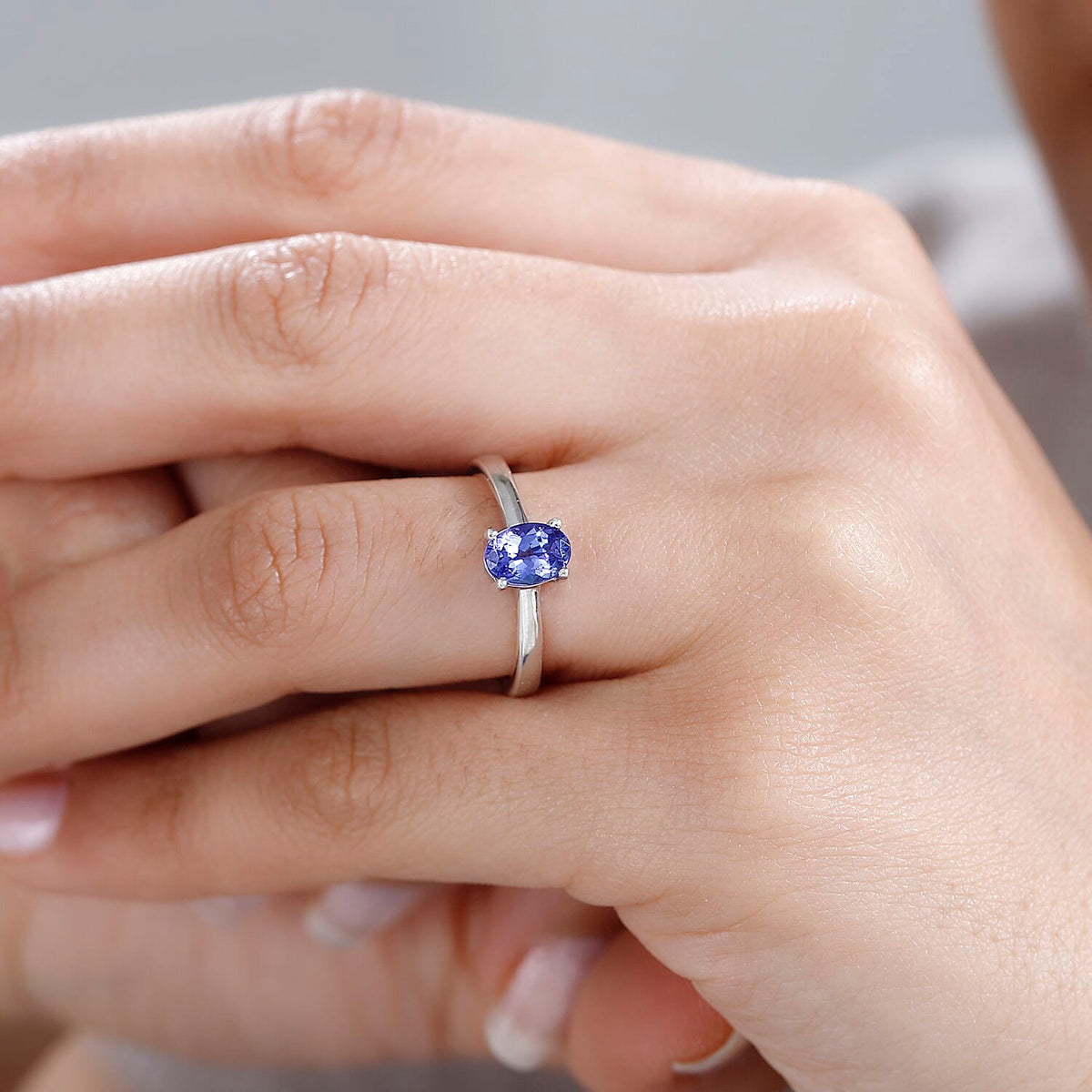 AAA Tanzanite Solitaire Ring in Platinum Overlay Sterling Silver 7730481 2