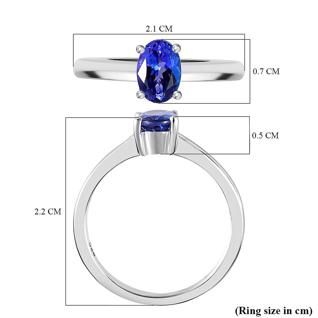AAA Tanzanite Solitaire Ring in Platinum Overlay Sterling Silver