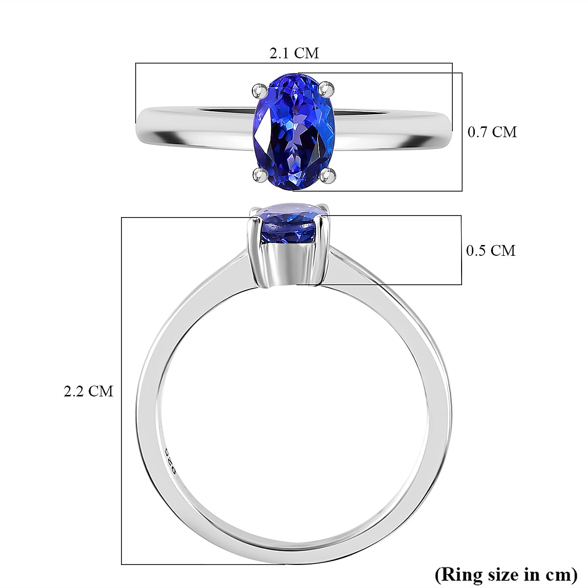 AAA Tanzanite Solitaire Ring in Platinum Overlay Sterling Silver 7730481 5