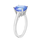 Tanzanite  Solitaire Ring in Platinum Overlay Sterling Silver 3.70 ct  3.700  Ct.