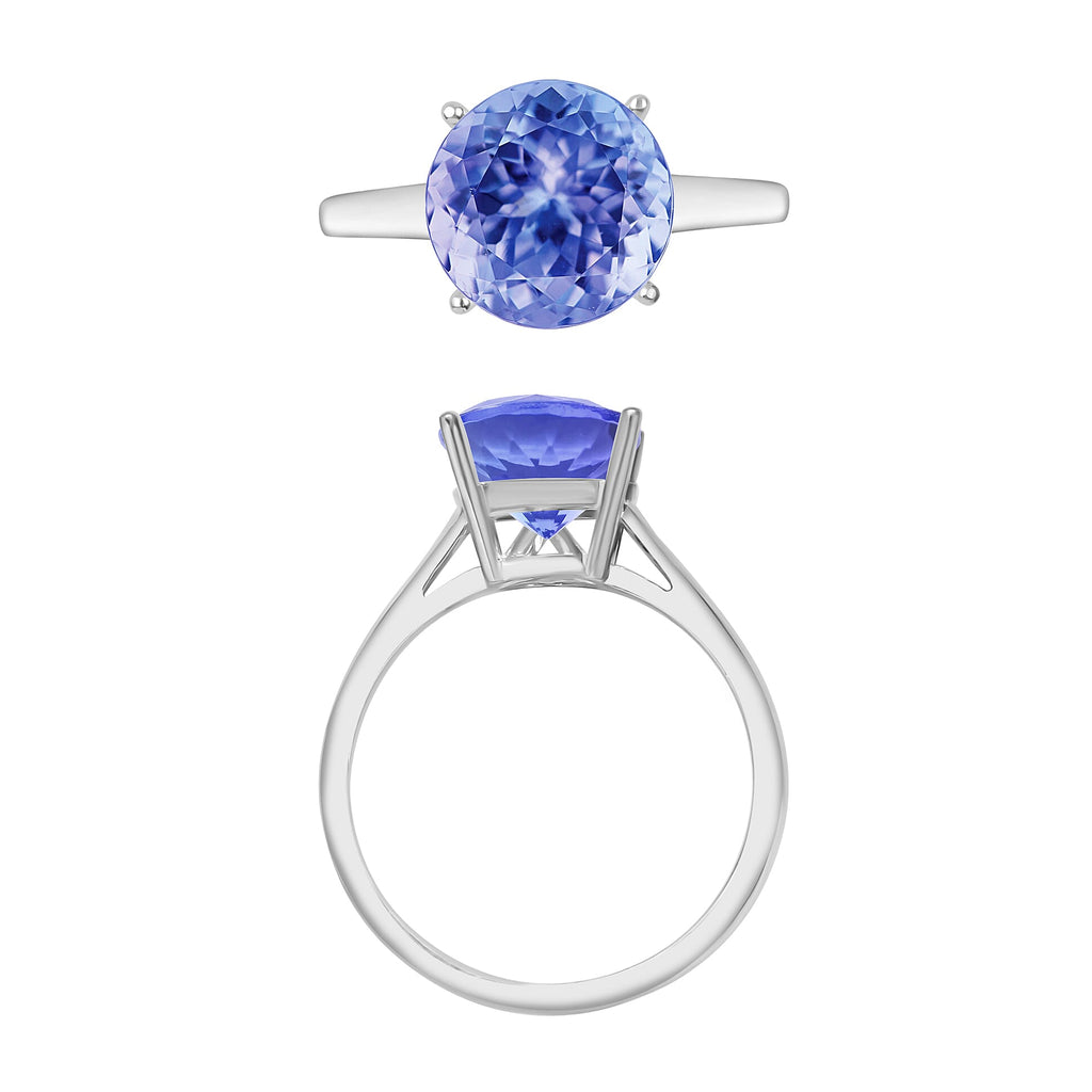 Tanzanite  Solitaire Ring in Platinum Overlay Sterling Silver 3.70 ct  3.700  Ct.