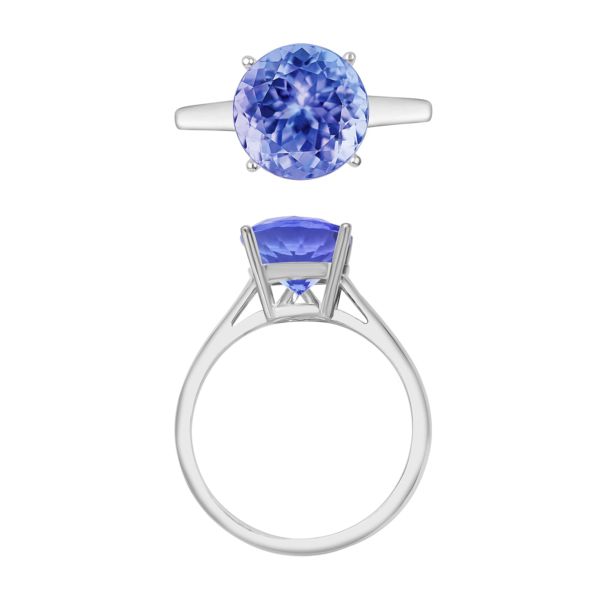 Tanzanite Solitaire Ring in Platinum Overlay Sterling Silver 3.70 Ct 8009815 3