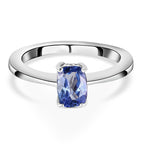 Tanzanite Solitaire Ring in Platinum Overlay Sterling Silver
