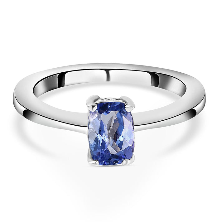 Tanzanite Solitaire Ring in Platinum Overlay Sterling Silver 3629437 2