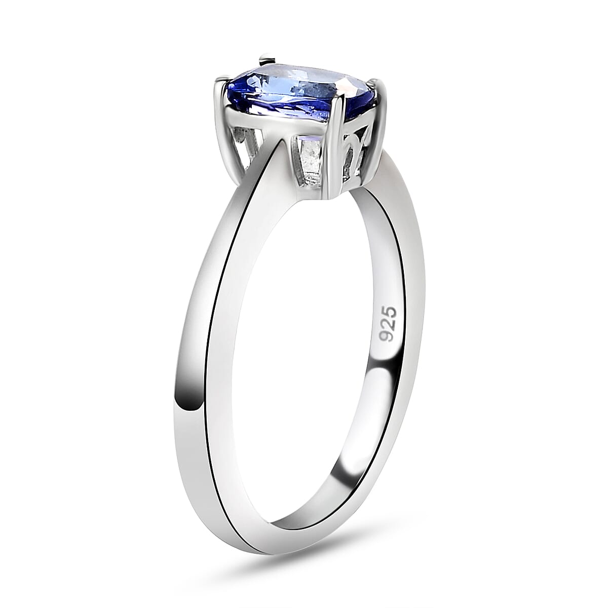 Tanzanite Solitaire Ring in Platinum Overlay Sterling Silver 3629437 8