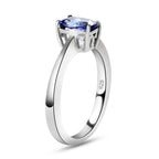Tanzanite Solitaire Ring in Platinum Overlay Sterling Silver