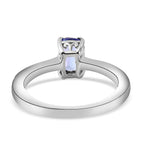 Tanzanite Solitaire Ring in Platinum Overlay Sterling Silver