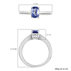 Tanzanite Solitaire Ring in Platinum Overlay Sterling Silver