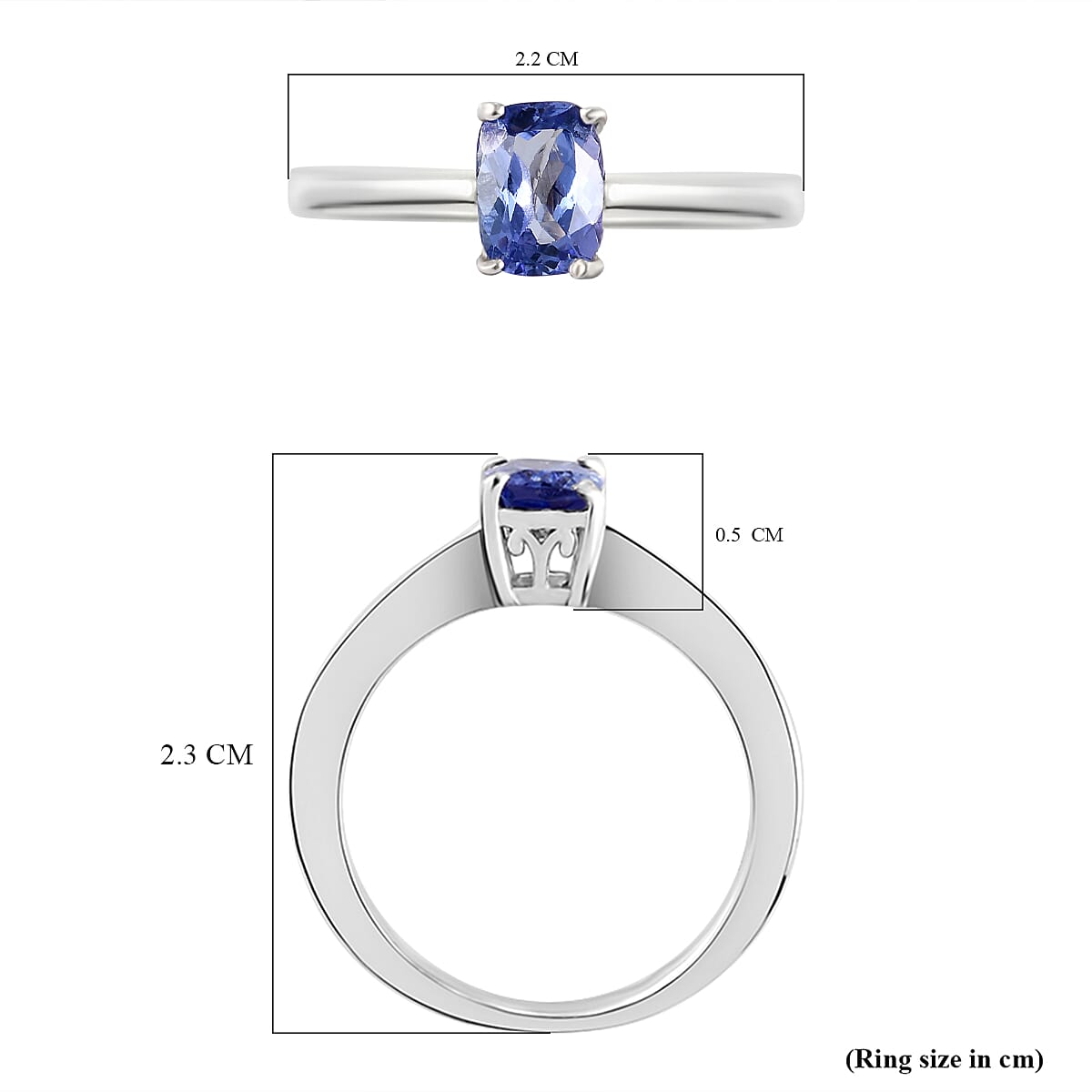 Tanzanite Solitaire Ring in Platinum Overlay Sterling Silver 3629437 12