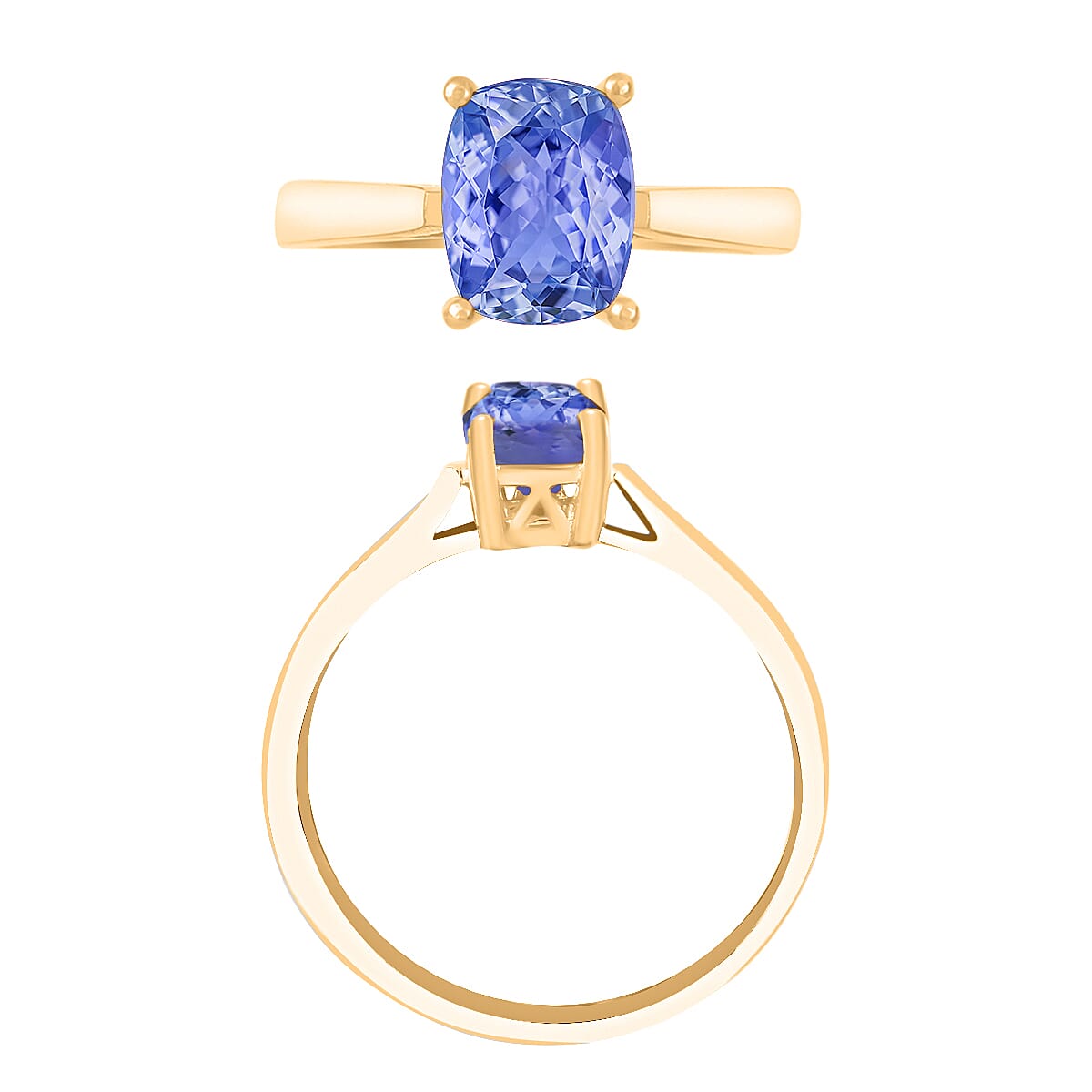 Tanzanite Ring in Vermeil Yellow Gold Sterling Silver 1.40 Ct 7719551 8