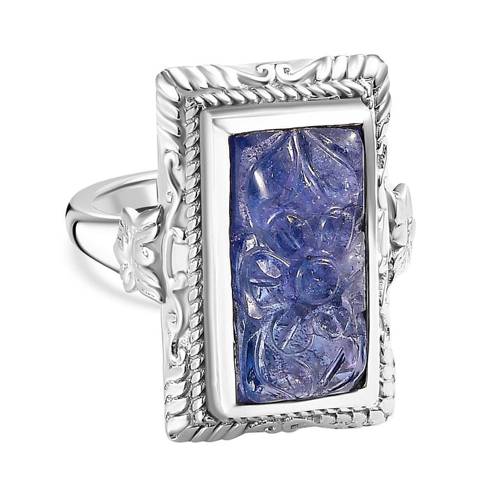 Tanzanite  Solitaire Ring in Rhodium Overlay Sterling Silver, Silver Wt. 7.47 Gms  8.525  Ct. 7811594 1