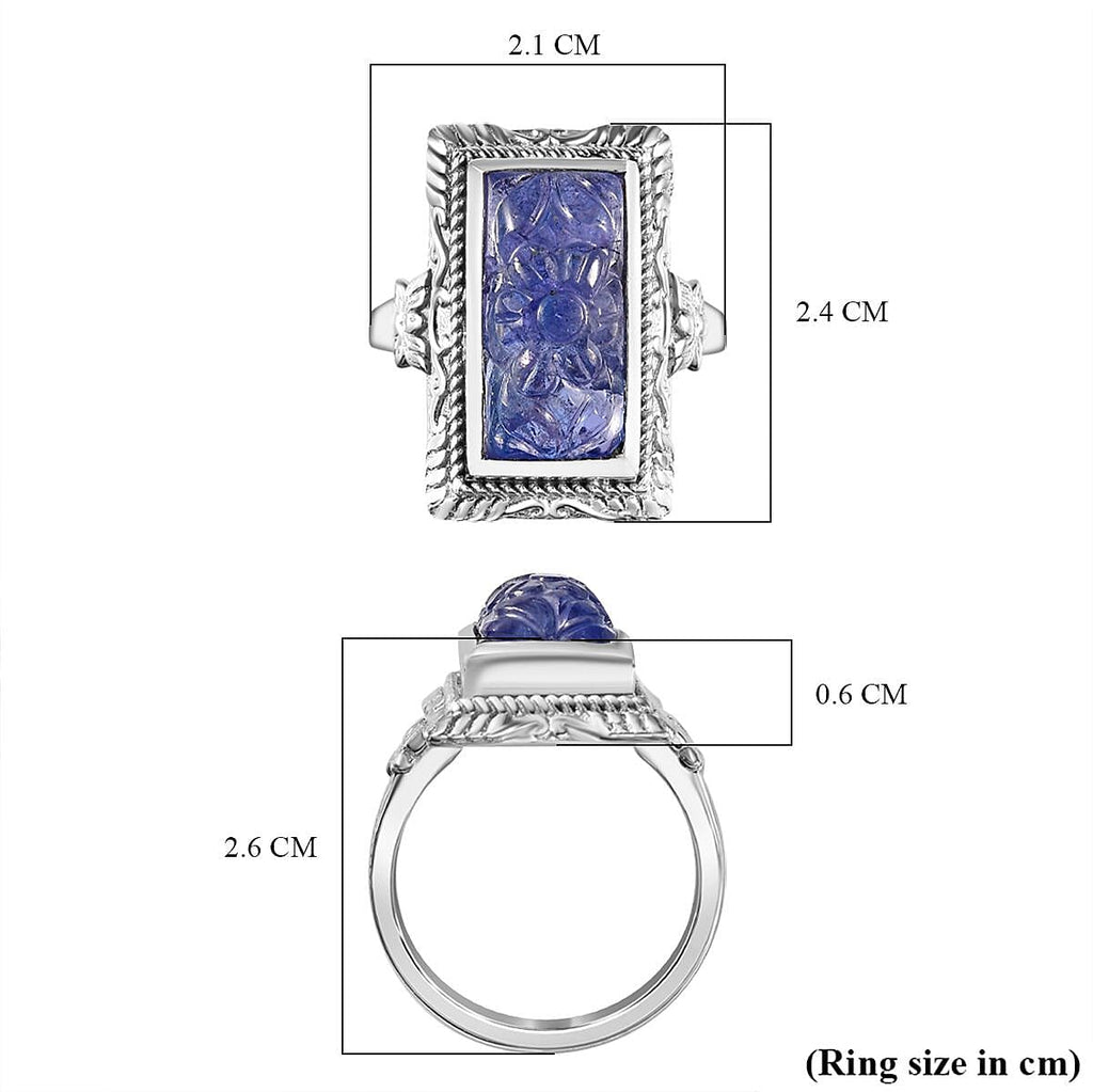 Tanzanite  Solitaire Ring in rhodium Sterling Silver 8.70 ct,  Silver Wt. 7.47 Gms  8.525  Ct.