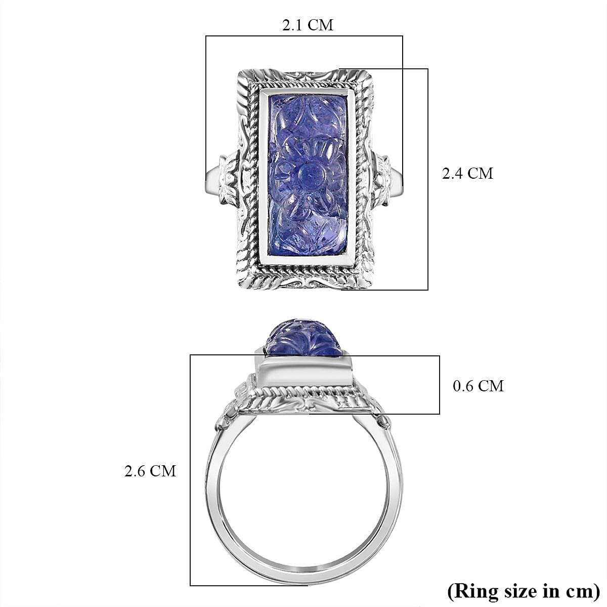 Tanzanite  Solitaire Ring in Rhodium Overlay Sterling Silver, Silver Wt. 7.47 Gms  8.525  Ct. 7811594 6