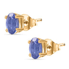 BIGGEST TANZANITE DEAL - Tanzanite Solitaire Stud Earrings With Push Back in 18K Vermeil Yellow Gold Plated Sterling Silver
