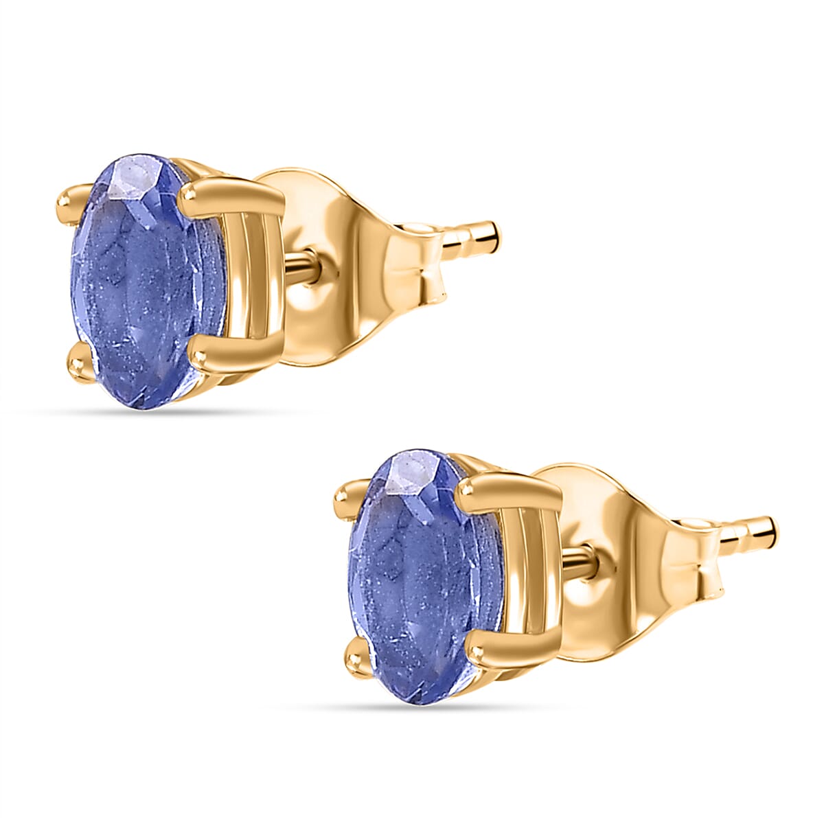 Tanzanite Solitaire Stud Push Post Earrings in 18K Yellow Gold Vermeil Sterling Silver 7928953 4