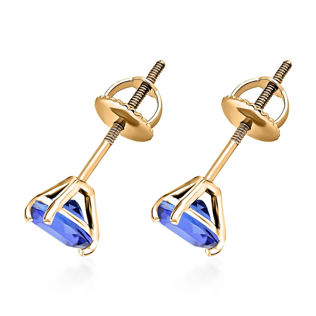 Tanzanite Solitaire Stud Push Post Earring in Vermeil Yellow Gold Plated Sterling Silver 8000415 2