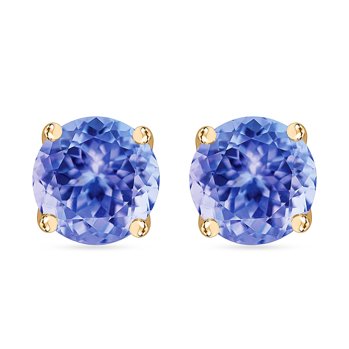 Tanzanite Solitaire Stud Push Post Earring in Vermeil Yellow Gold Plated Sterling Silver 8000435 0