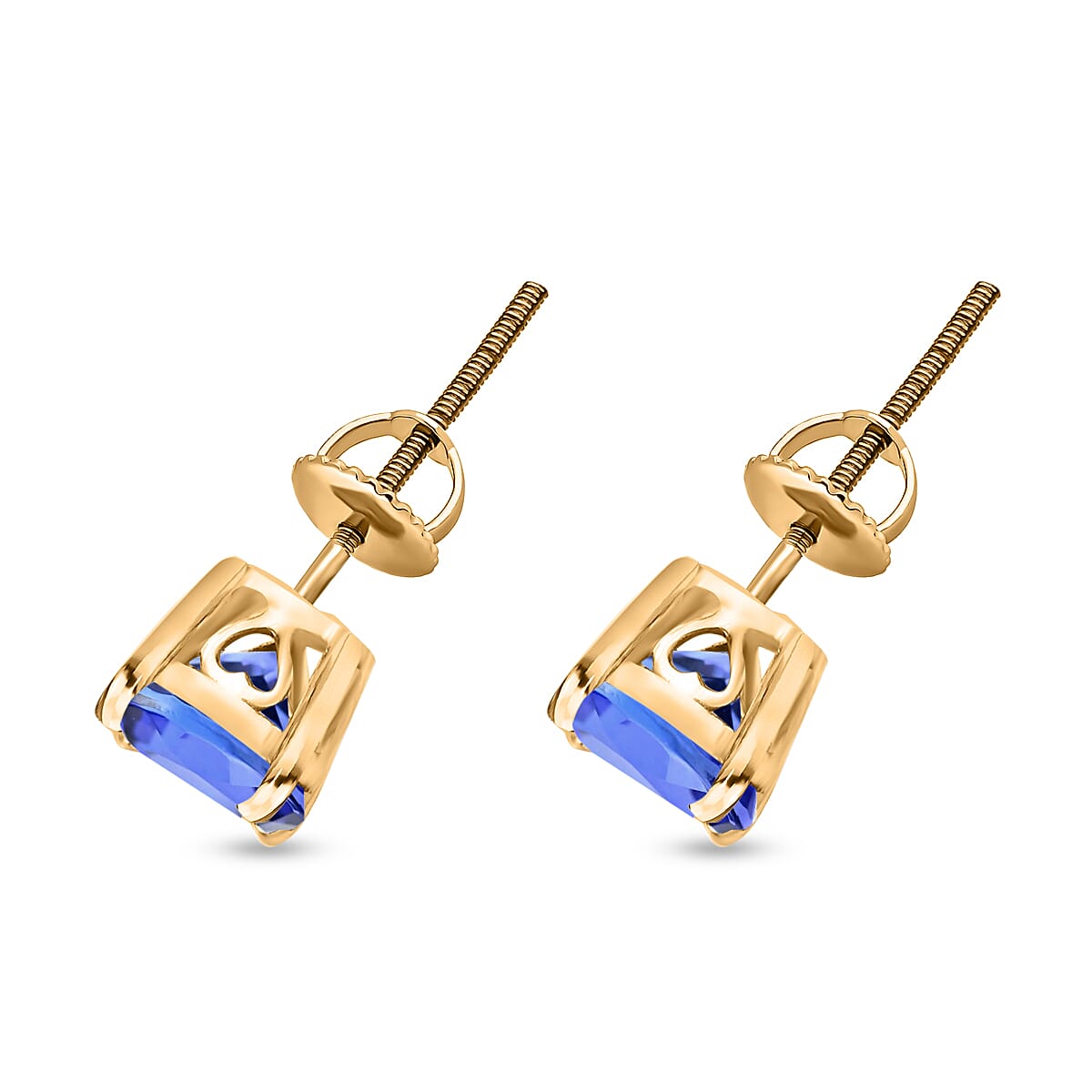 Tanzanite Solitaire Stud Push Post Earring in Vermeil Yellow Gold Plated Sterling Silver 8000435 3