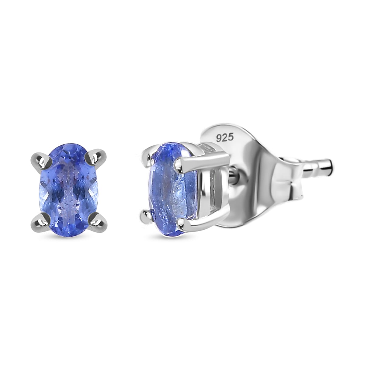 Tanzanite Solitaire Stud Earrings in Rhodium Overlay Sterling Silver 7933249 0