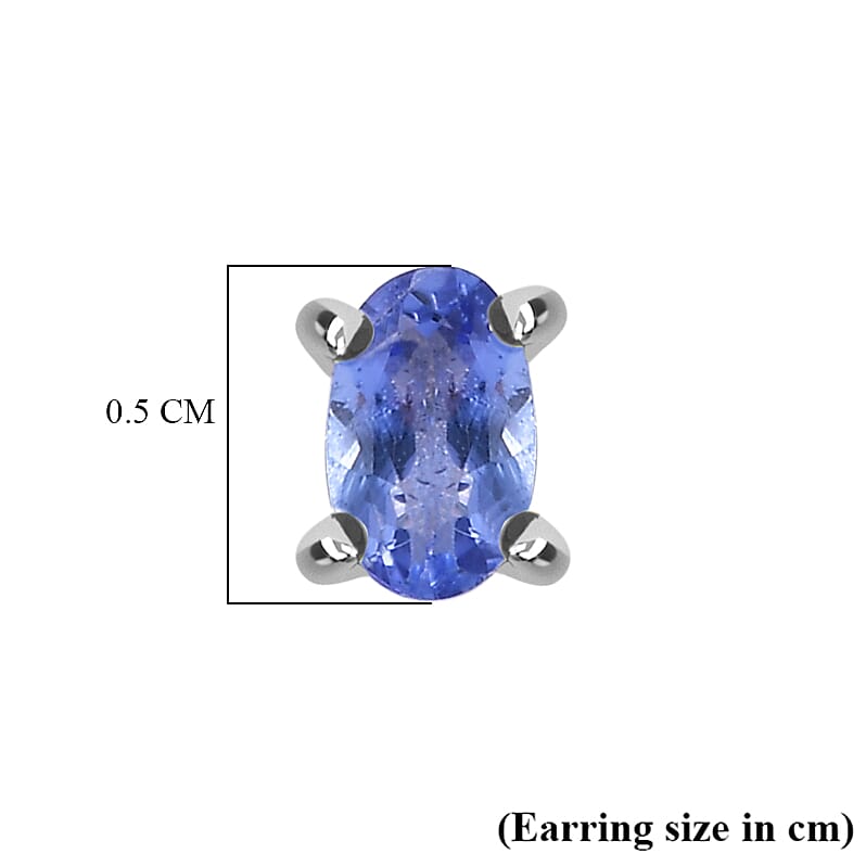 Tanzanite Solitaire Stud Earrings in Rhodium Overlay Sterling Silver 7933249 6