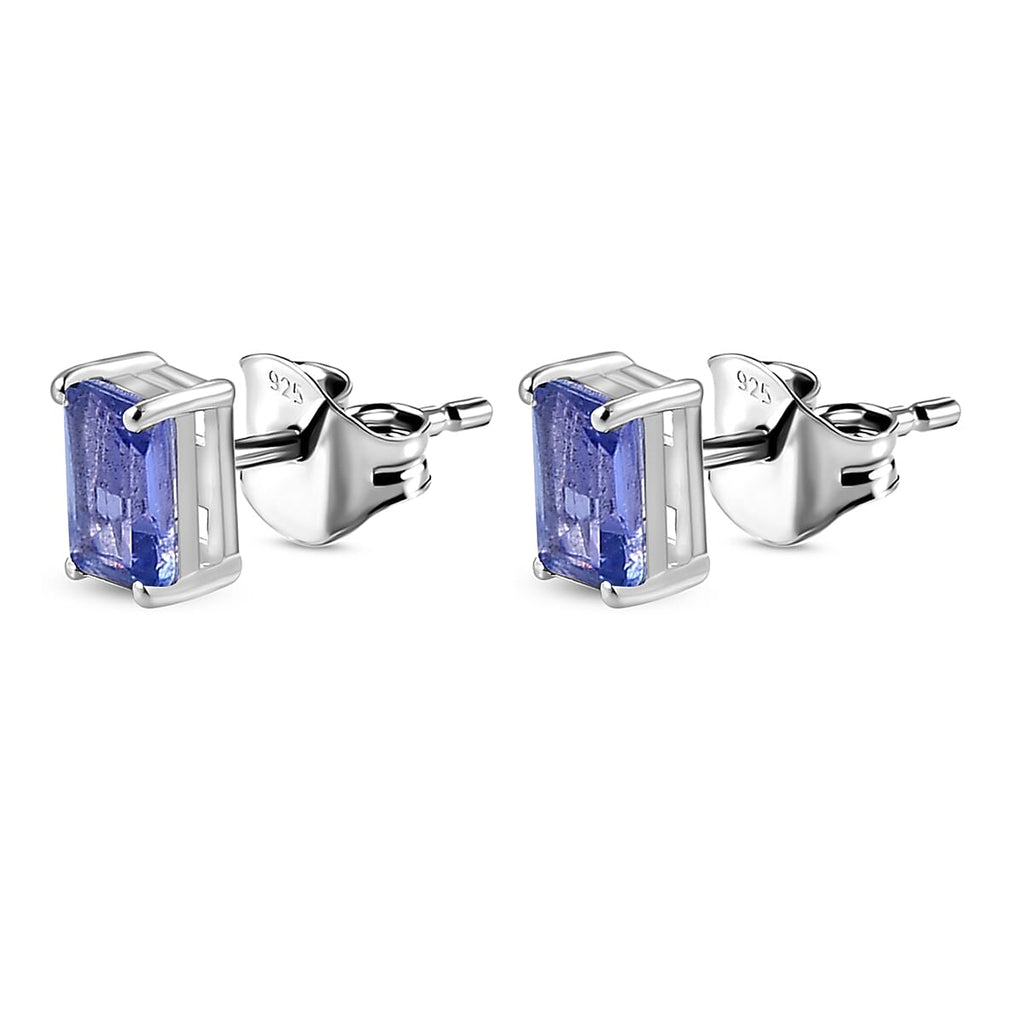 Tanzanite Stud Earrings (with Push Back) in Sterling Silver