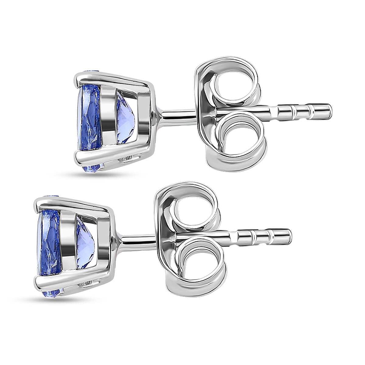 Tanzanite Stud Earrings (with Push Back) in Platinum Overlay Sterling Silver 7546043 4