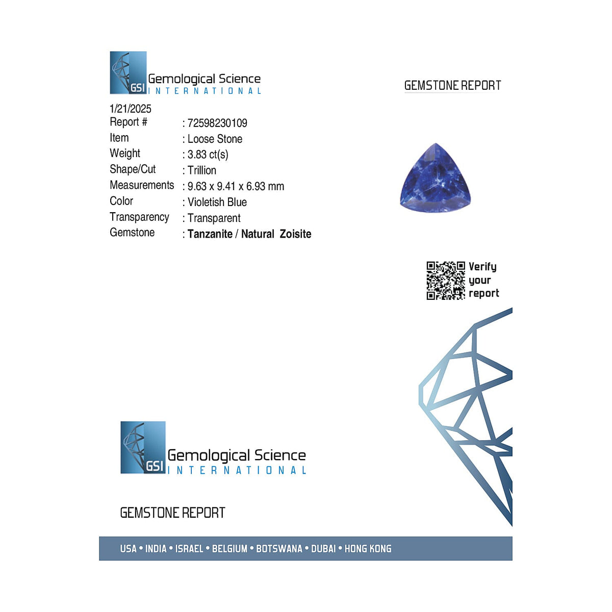 Tanzanite Loose Gemstone in Trillion Shape 8044281 4