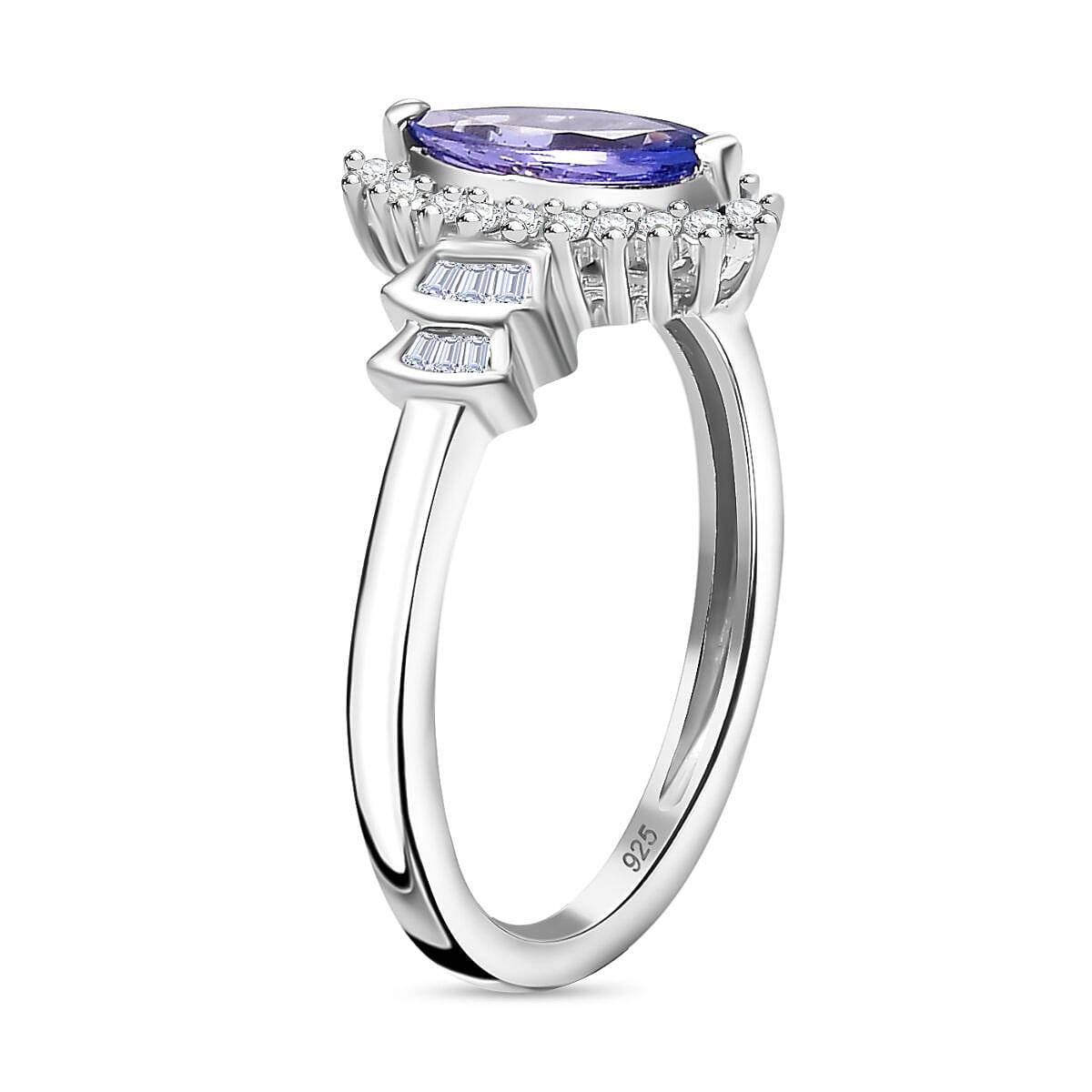 Premium Tanzanite and Diamond Ring in Rhodium Overlay Sterling Silver 7825356 3