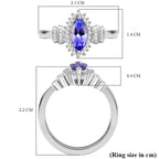 Premium Tanzanite & Diamond Ring in Rhodium Overlay Sterling Silver